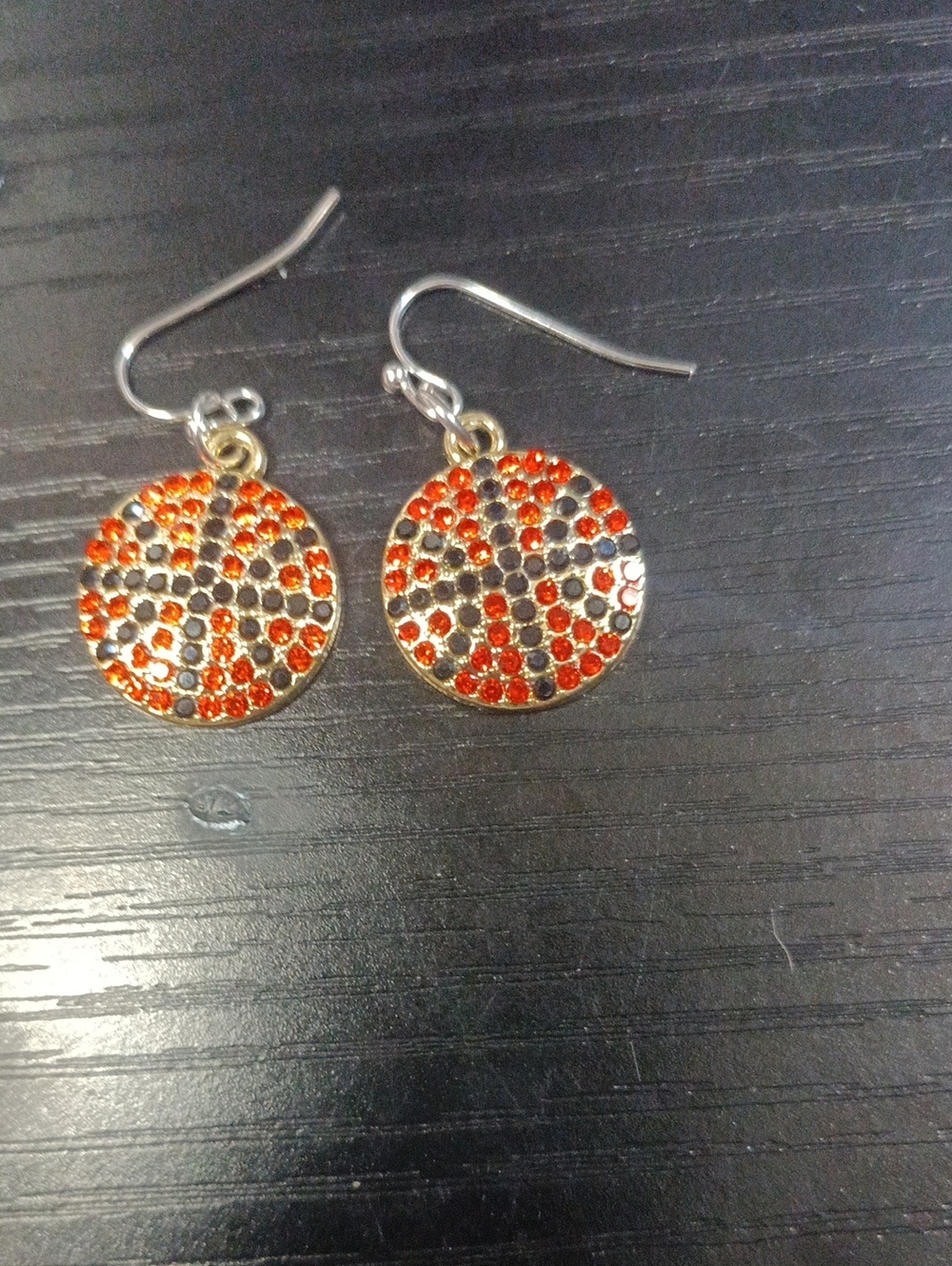 Orange Crystal Disc Dangle Earrings - Brand Unknown
